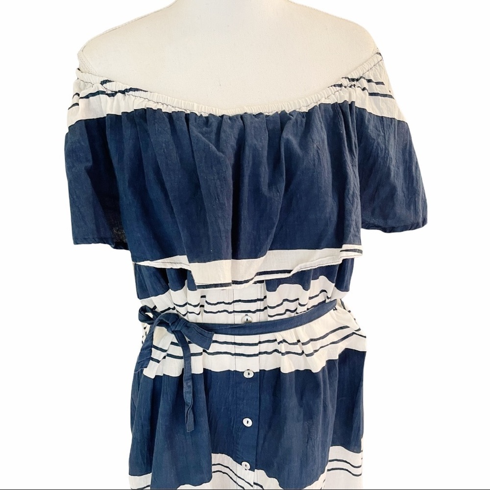 Faithfull the Brand Navy Stripe Majorca Tiered Dress 4 - Picture 8 of 12